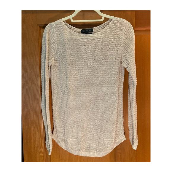 Tahari Long Sleeve Open Knit Lightweight Linen Sweater ~ Sz Small S - Picture 3 of 7